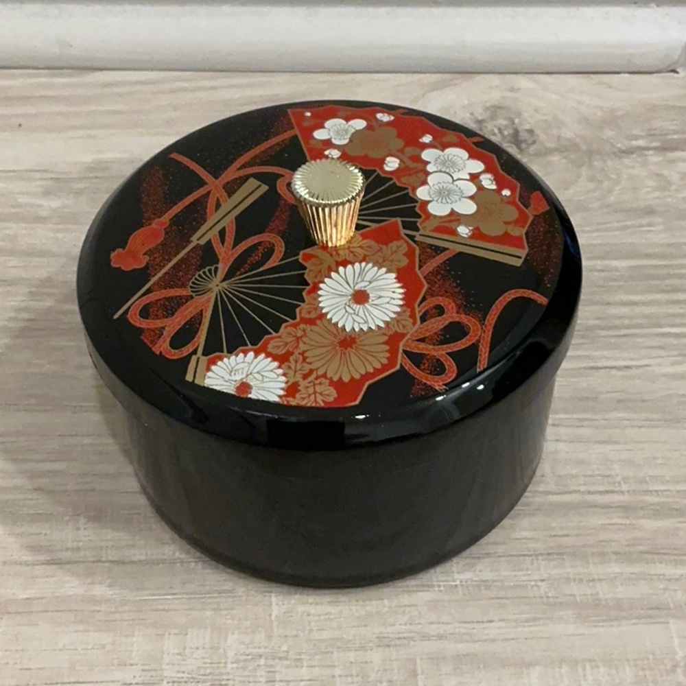 Black and Red Decorative Box with Floral Design